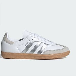 adidas Samba White Silver Athletic Shoes